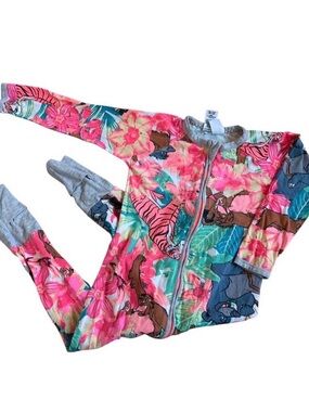 Bonds Kids Floral & Animal Print Zip One-Piece Pajamas - Pink, Green, Blue, Gray